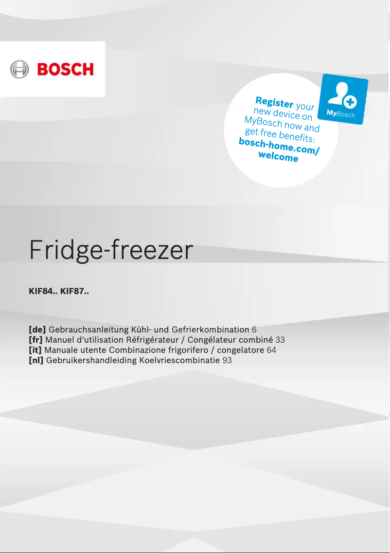 Page 1 de la notice Manuel utilisateur Bosch KIF87SDB0