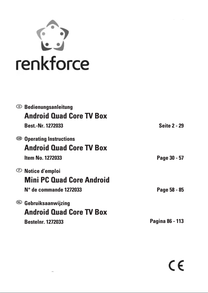 Page n°1 - Manuel utilisateur Renkforce Android Quad Core TV Box