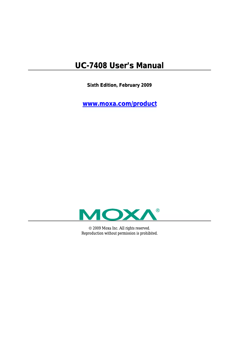Page 1 de la notice Manuel utilisateur Moxa UC-7408