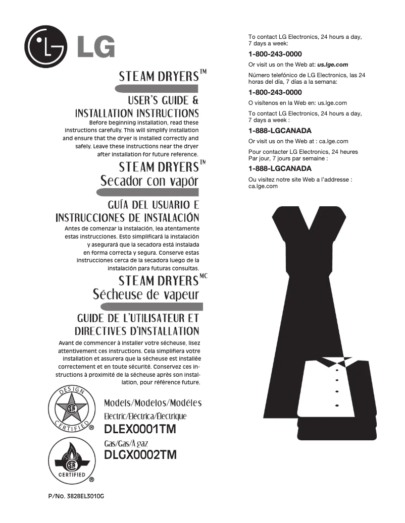 Page 1 de la notice Manuel utilisateur LG DLEX0001TM