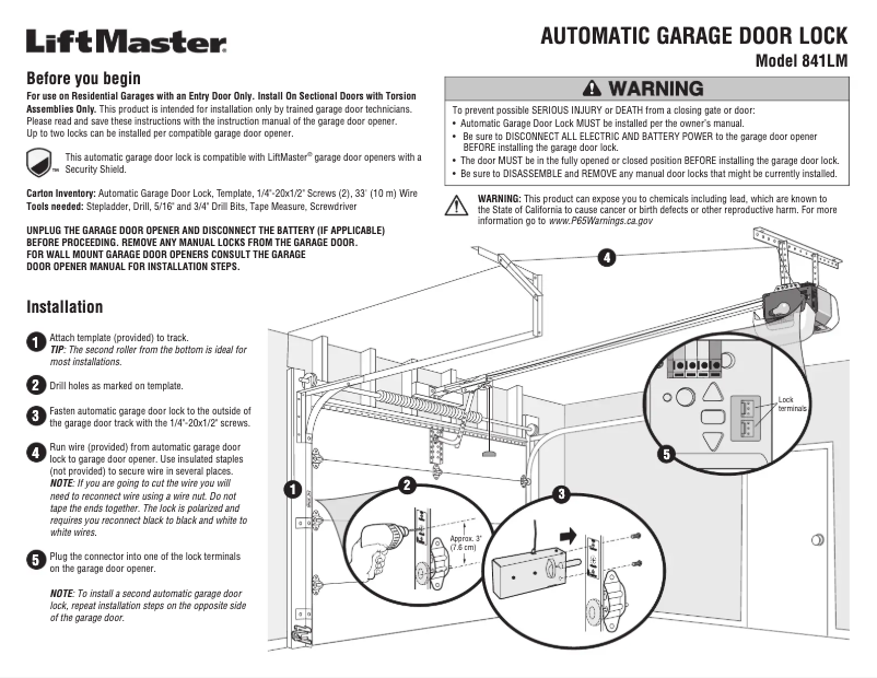 Página 1 del manual Manual de usuario LiftMaster 841LM