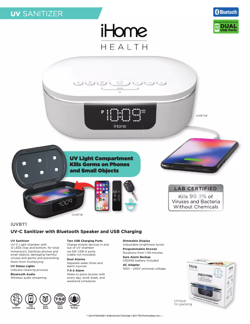 Page n°1 - Manuel utilisateur iHome iUVBT1