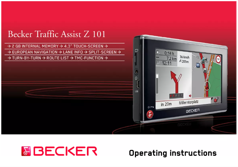 Page n°1 - Manuel utilisateur Becker Traffic Assist Z 101