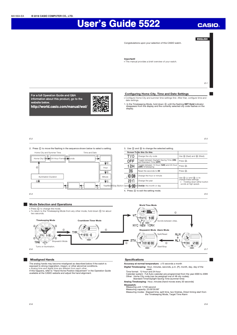 Page 1 de la notice Guide de démarrage rapide Casio G-Shock GA-700UC-3A