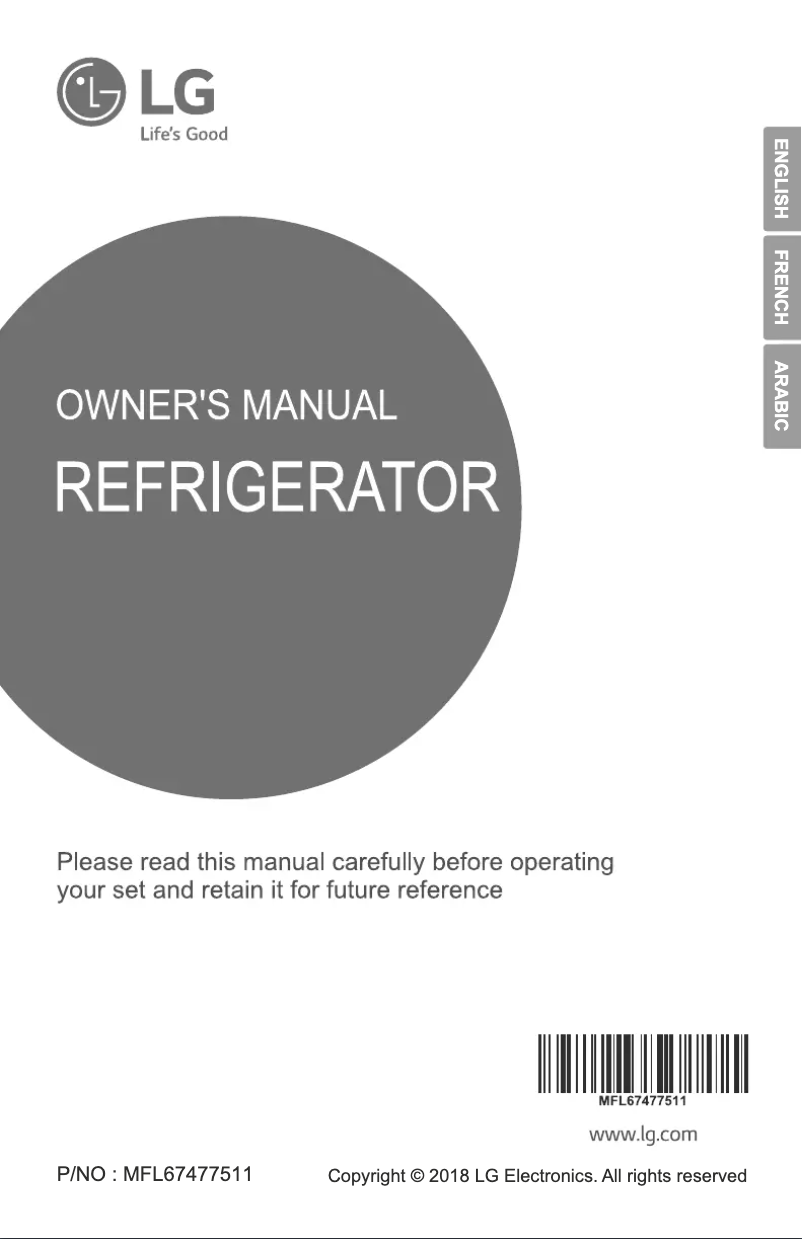 Page 1 de la notice Manuel utilisateur LG GR-K629HXHC