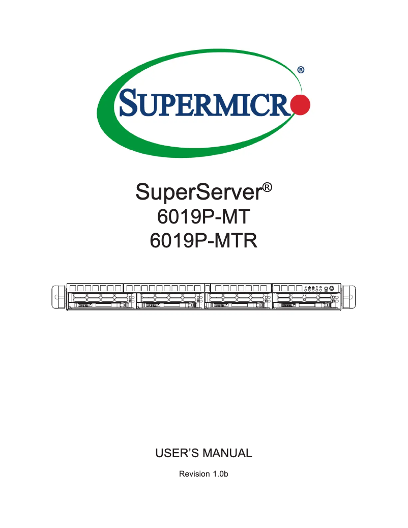 Image de la première page du manuel de l'appareil SuperServer 6019P-MTR