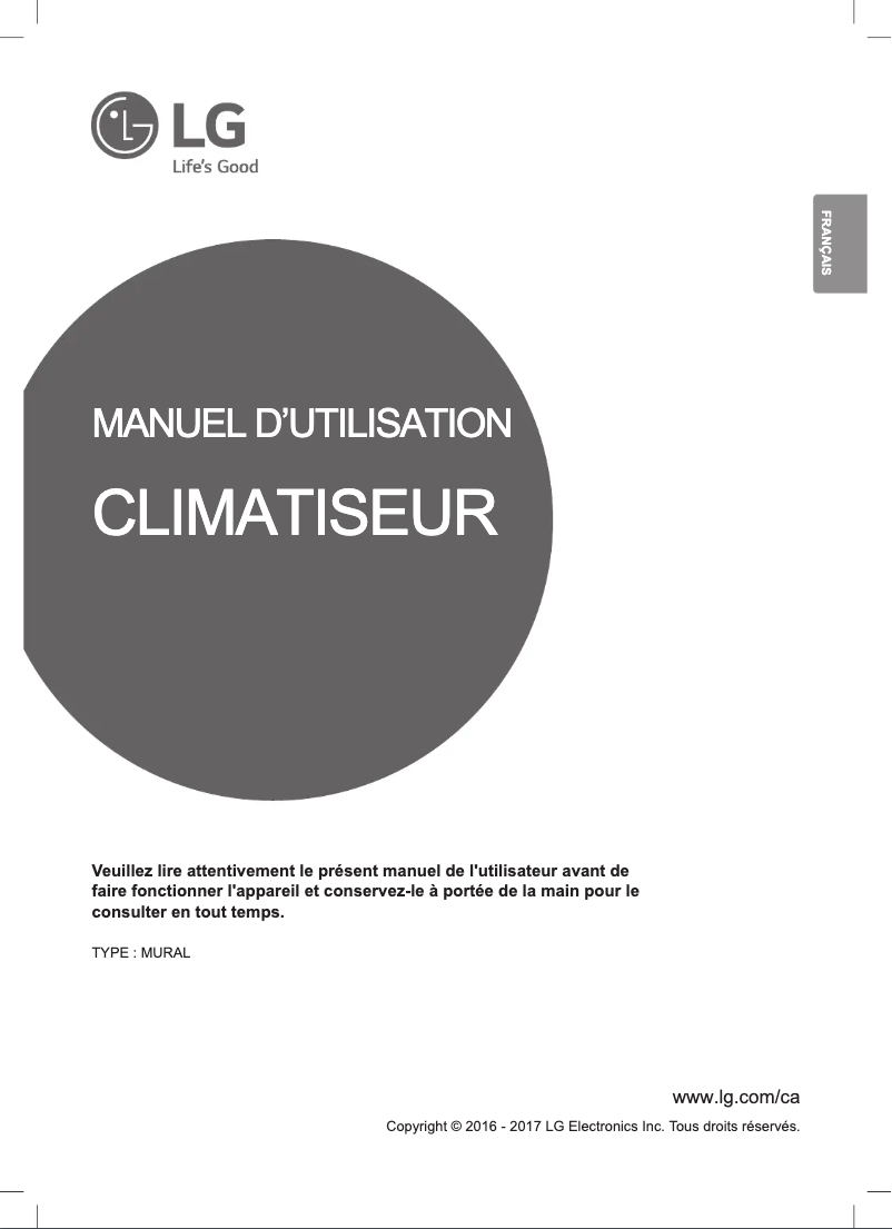 Page 1 de la notice Manuel utilisateur LG LAN090HYV