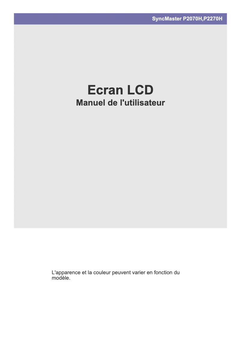 Image de la première page du manuel de l'appareil SyncMaster P2270H