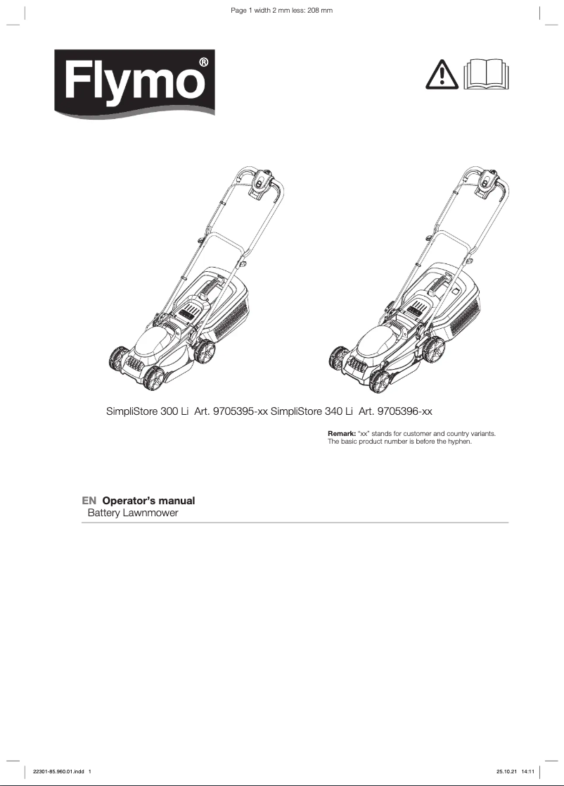 Page n°1 - Manuel utilisateur Flymo SimpliStore 340 Li