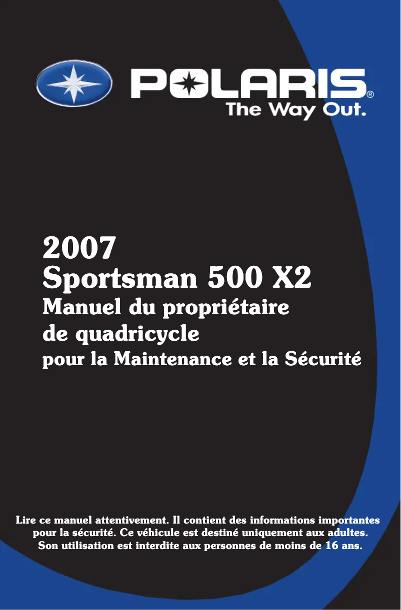 Image de la première page du manuel de l'appareil Sportsman 500 X2 Quadricycle (2007)