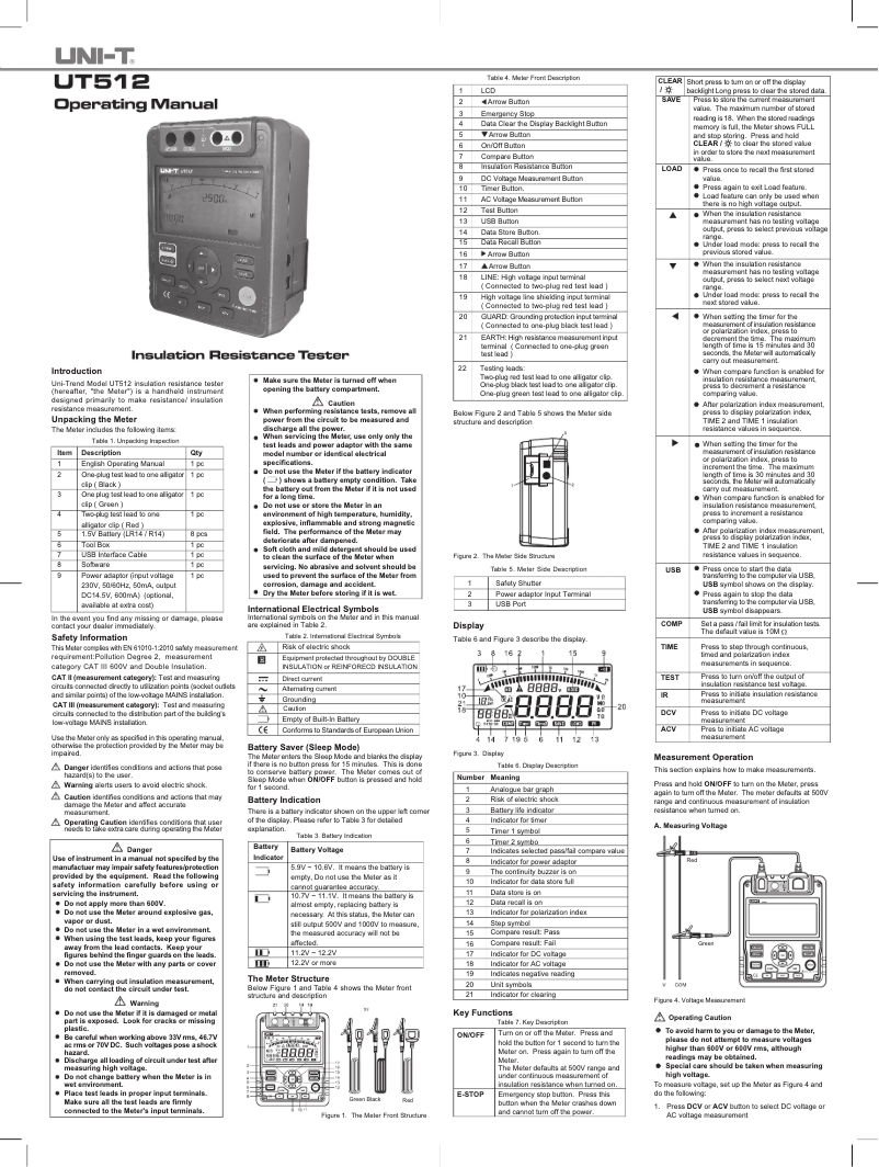 Image de la première page du manuel de l'appareil UT512