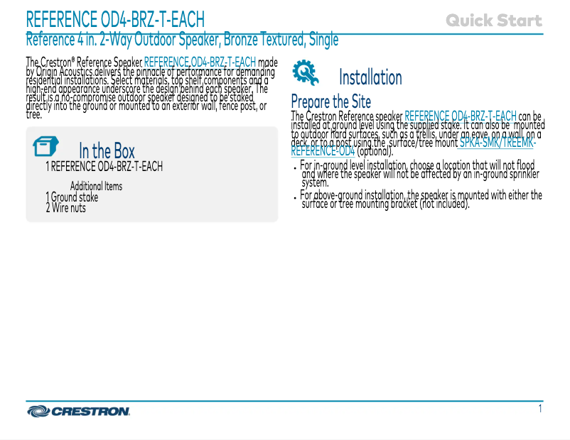 Page n°1 - Manuel utilisateur Crestron OD4-BRZ