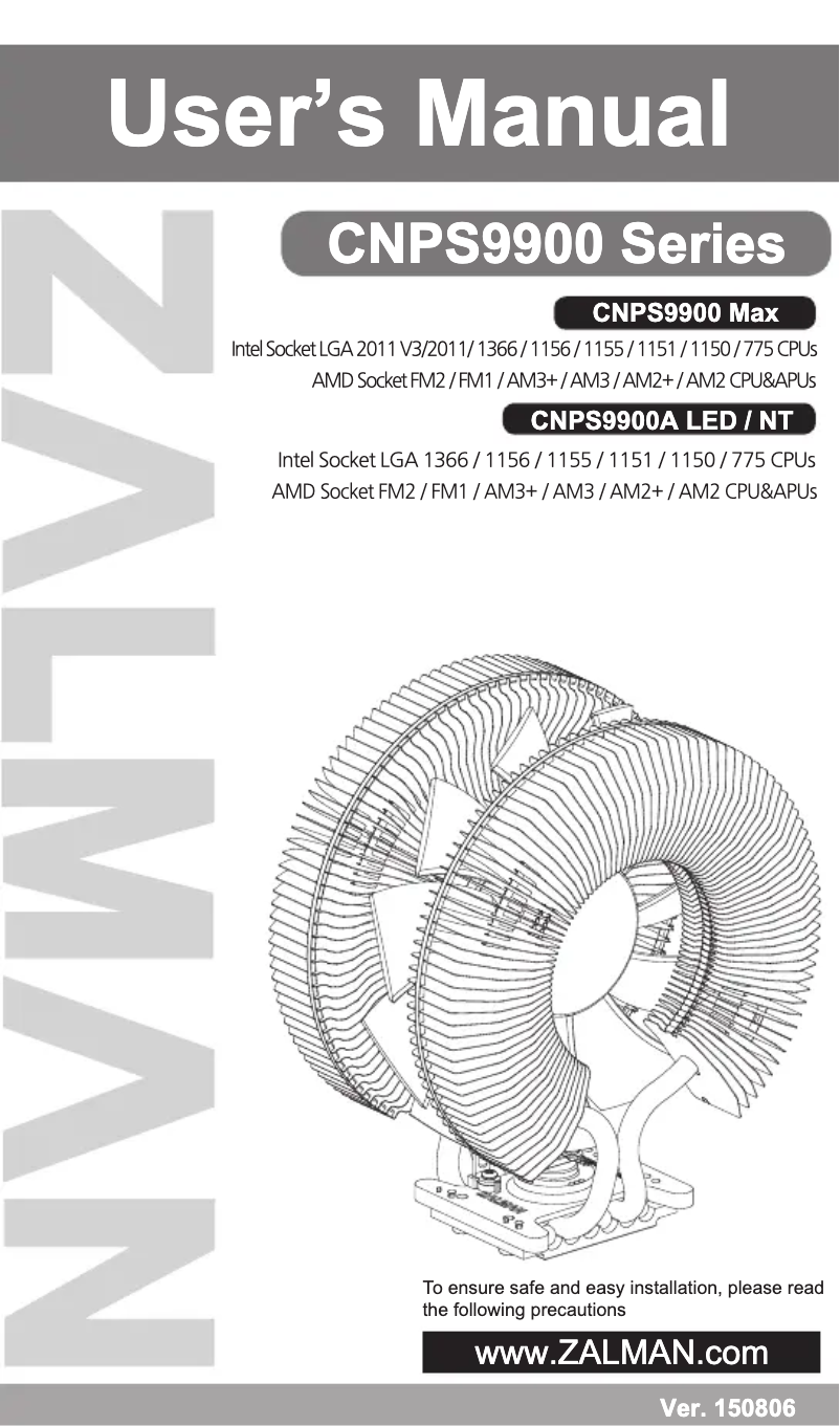 Page 1 de la notice Manuel utilisateur Zalman CNPS9900A LED