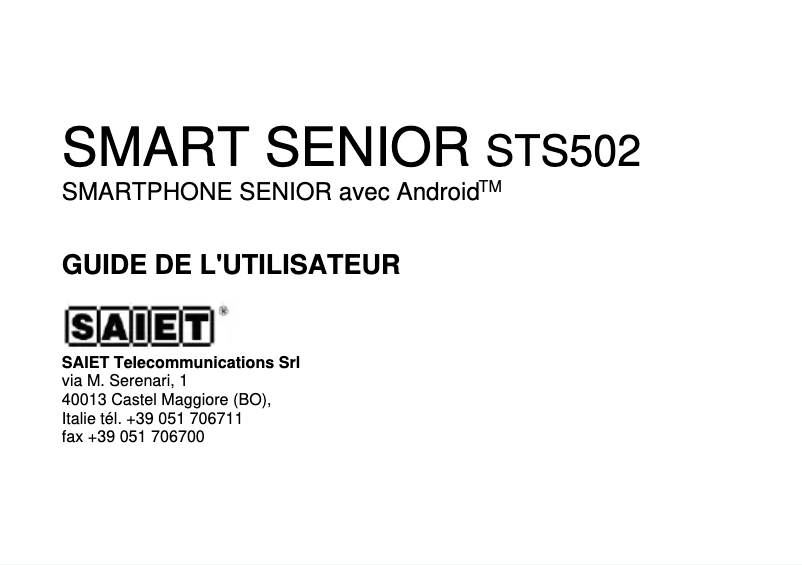 Página 1 del manual Manual de usuario Saiet Smart Senior STS502