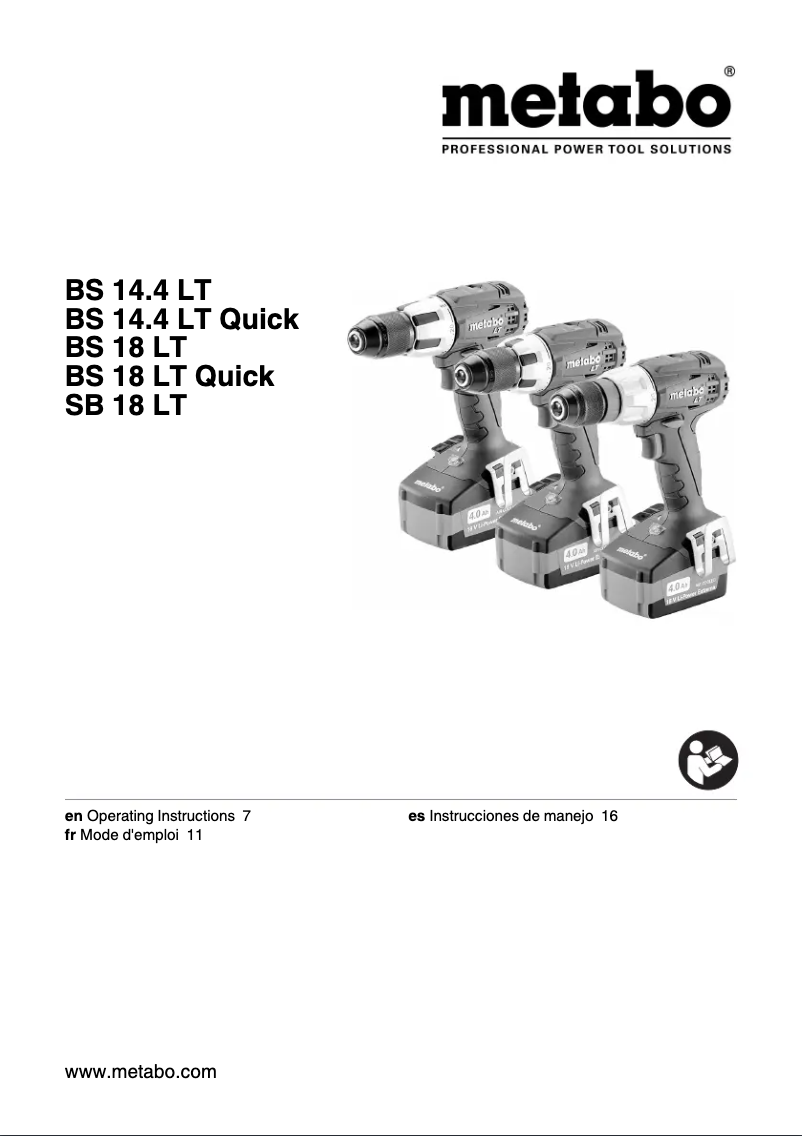 Page 1 de la notice Manuel utilisateur Metabo BS 18 LT Compact