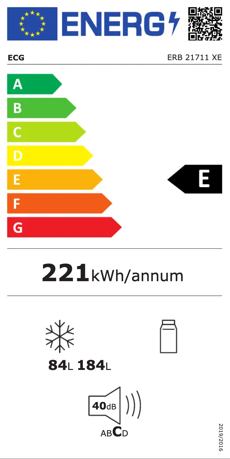 Página 1 del manual Etiqueta energética ECG ERB 21711 XE