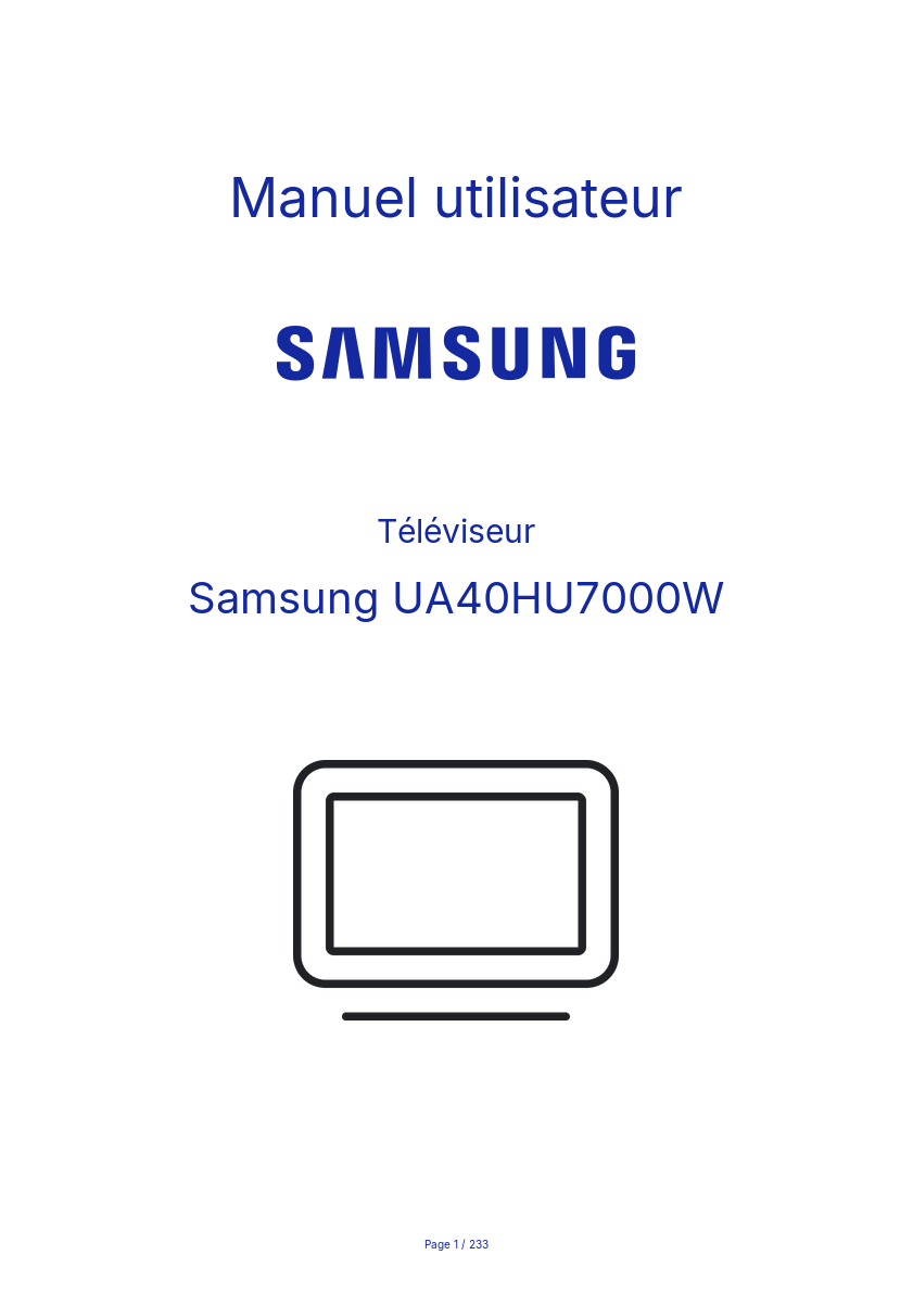 Page n°1 - Manuel utilisateur Samsung UA40HU7000W