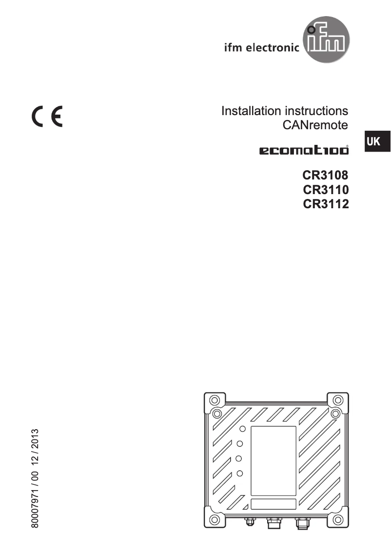 Page n°1 - Manuel utilisateur IFM CR3112