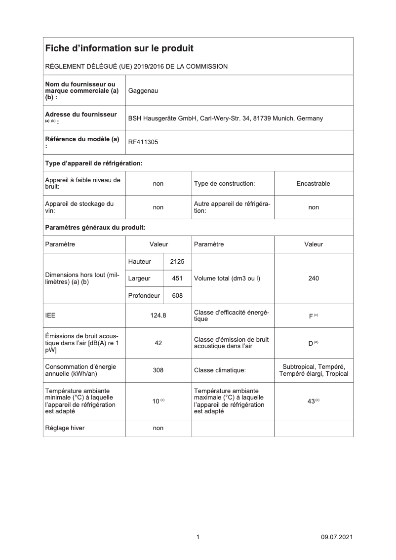 Image de la première page du manuel de l'appareil RF411305