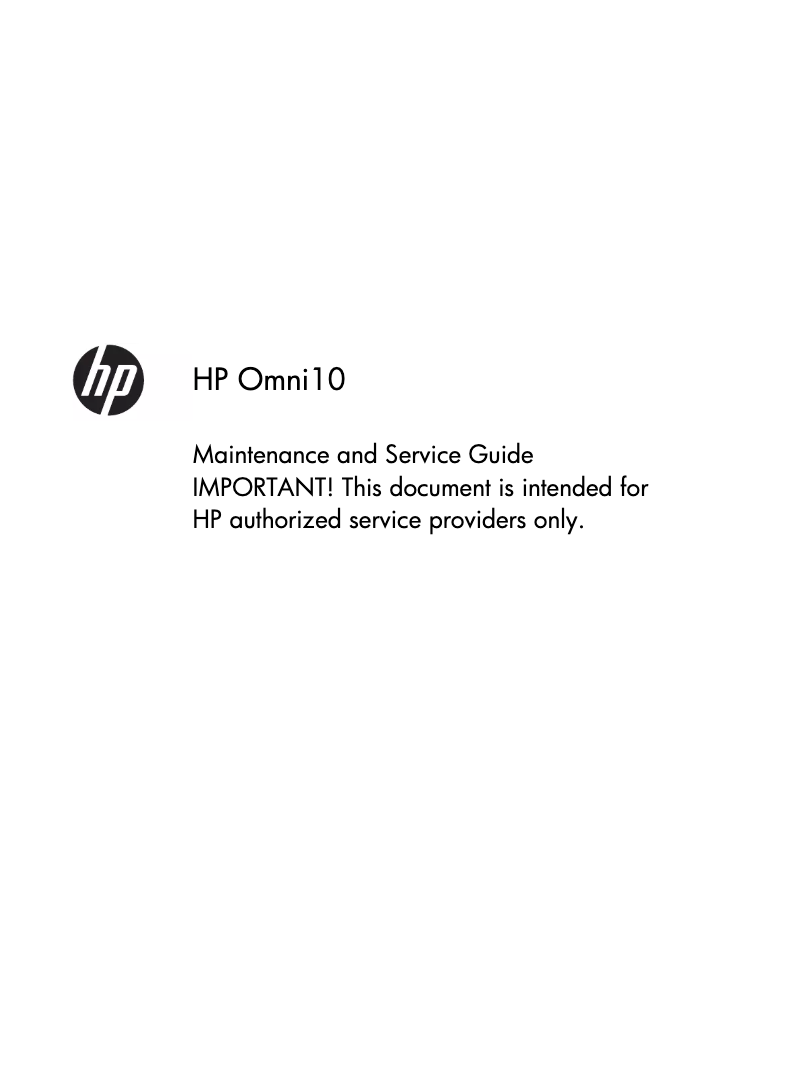 Page n°1 - Manuel d'utilisation et d'entretien HP Omni 10