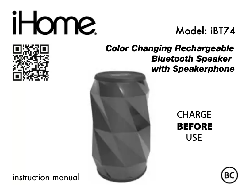 Página 1 del manual Manual de usuario iHome iBT74