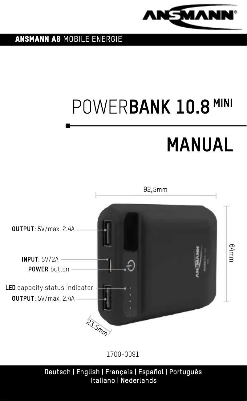 First page image of the manual for Powerbank 10.8 mini