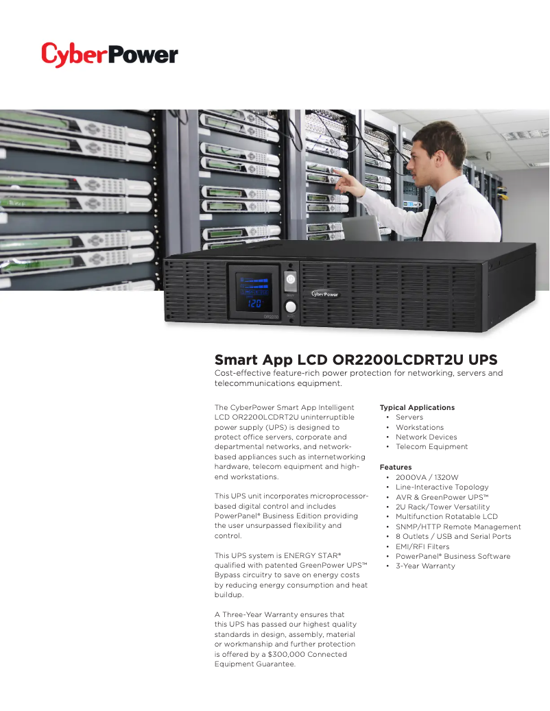 Page n°1 - Brochure CyberPower Smart App LCD OR2200LCDRT2U