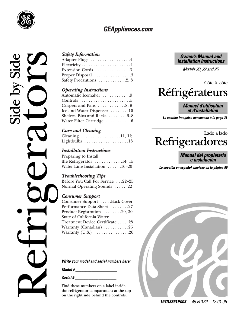 Page 1 of the manual Installation Guide GE GSS20IEMCC