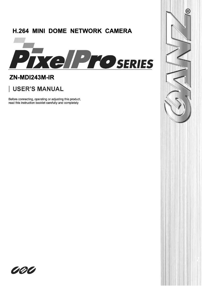 Page n°1 - Manuel utilisateur Ganz PixelPro ZN-MDI243M-IR