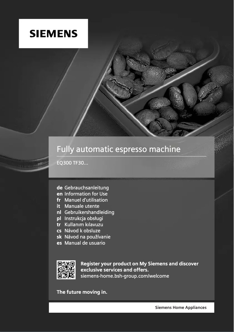 Page n°1 - Manuel utilisateur Siemens EQ.300 TF305E04