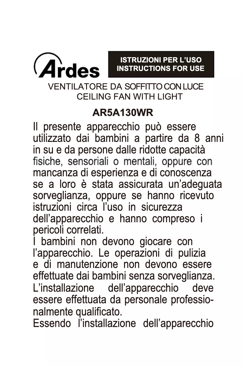 Página 1 del manual Manual de usuario Ardes AR5A130WR