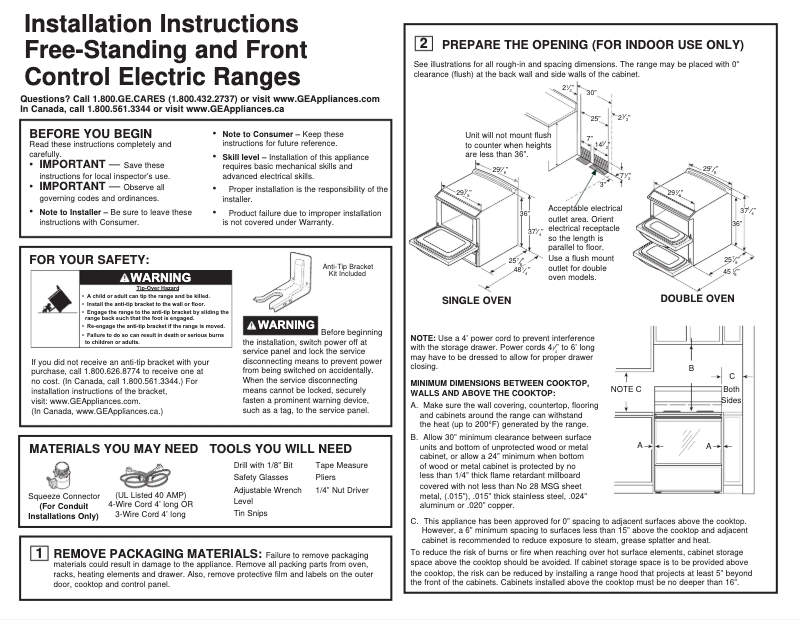 Page n°1 - Guide d'installation GE Profile PS960SLSS