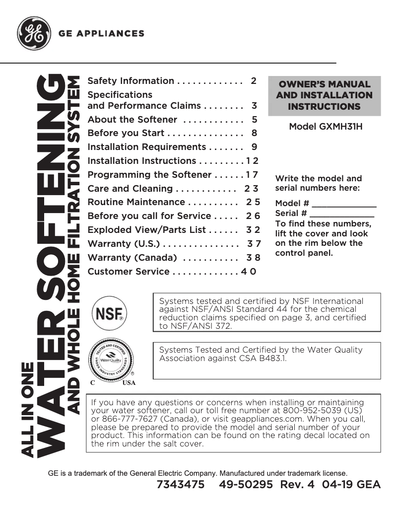 Imagen de la primera página del manual del dispositivo GXMH31H