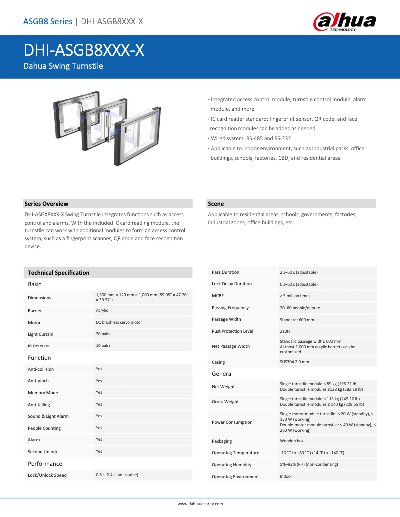 Page n°1 - Fiche technique Dahua Technology ASGB8XXX-X
