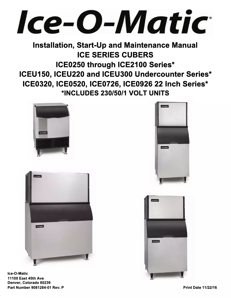 Page 1 de la notice Guide d'installation Ice-O-Matic ICEU300FA