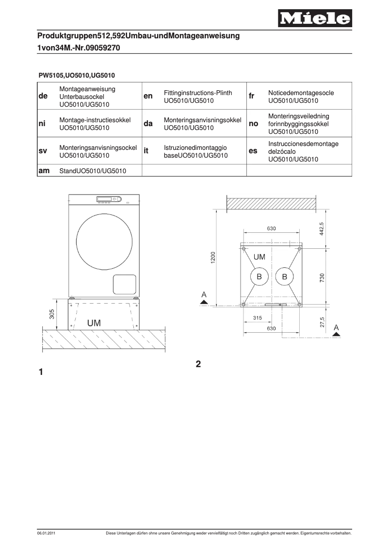 Página 1 del manual Manual de usuario Miele UG 5010
