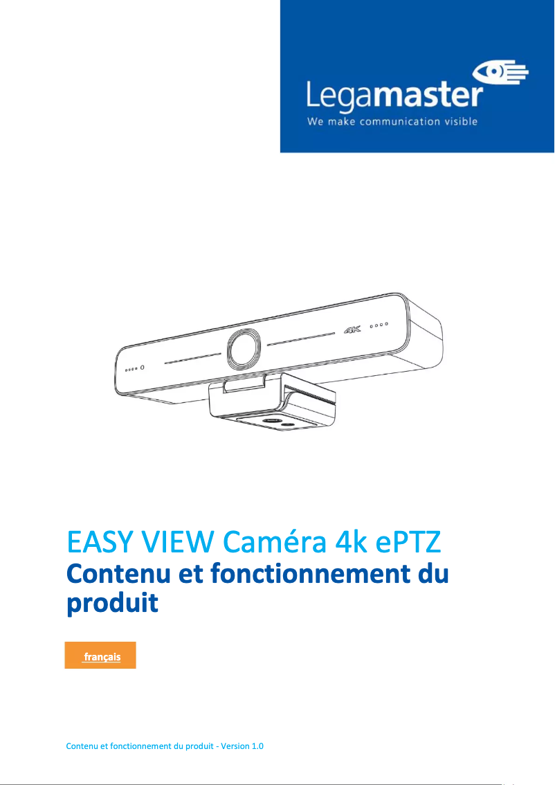 Page n°1 - Manuel utilisateur Legamaster EASY VIEW Camera 4k ePTZ
