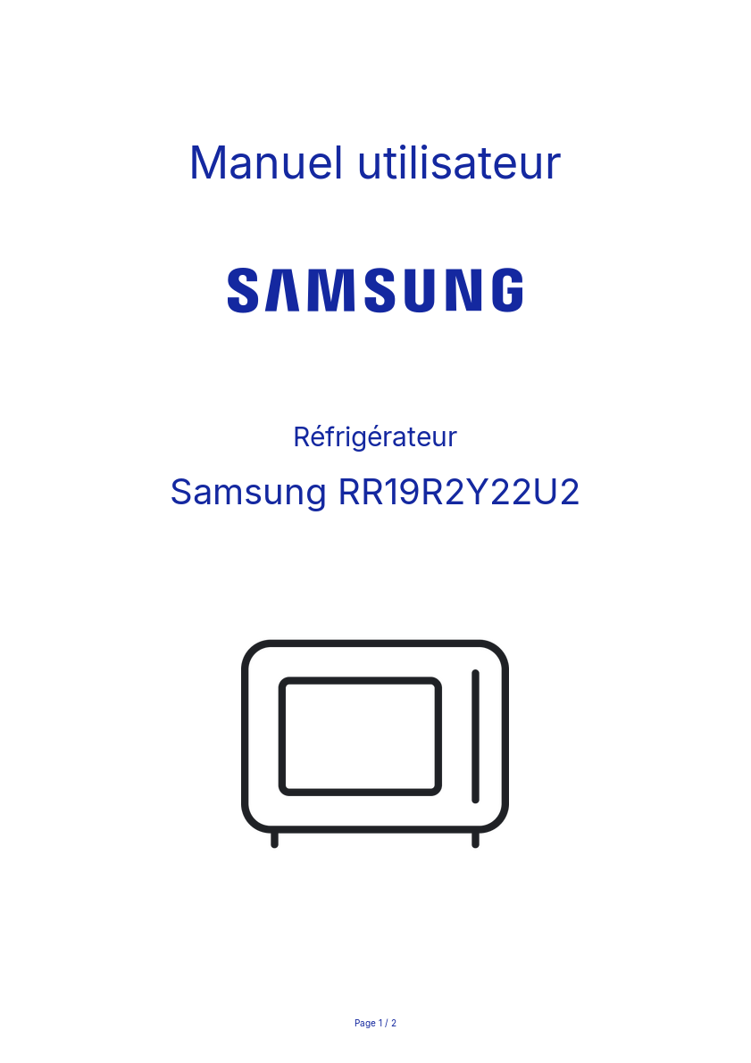 Page n°1 - Manuel utilisateur Samsung RR19R2Y22U2