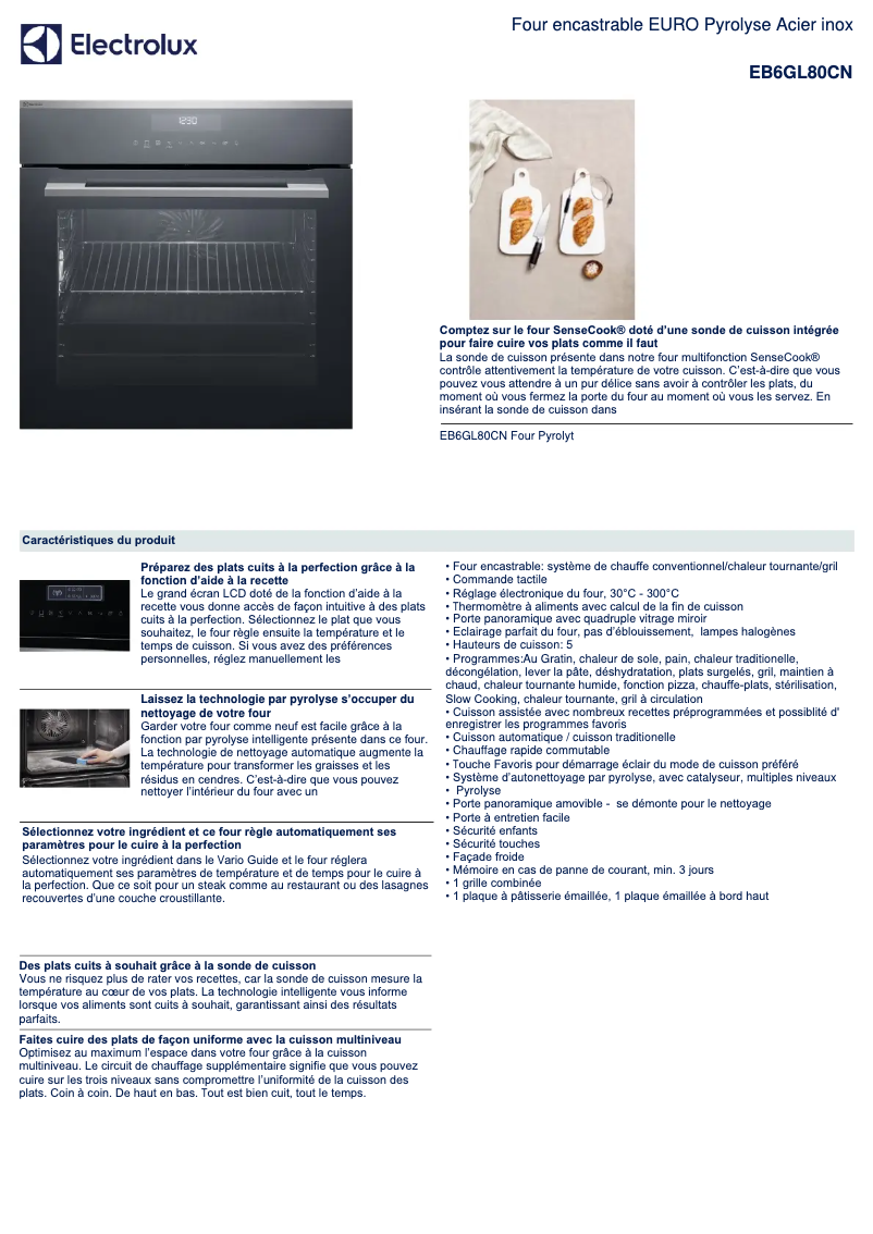 Page n°1 - Fiche technique Electrolux EB6GL80CN