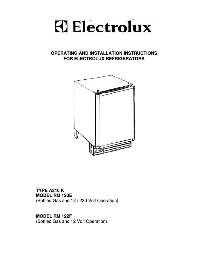 Page 1 de la notice Manuel utilisateur Electrolux RM 123E