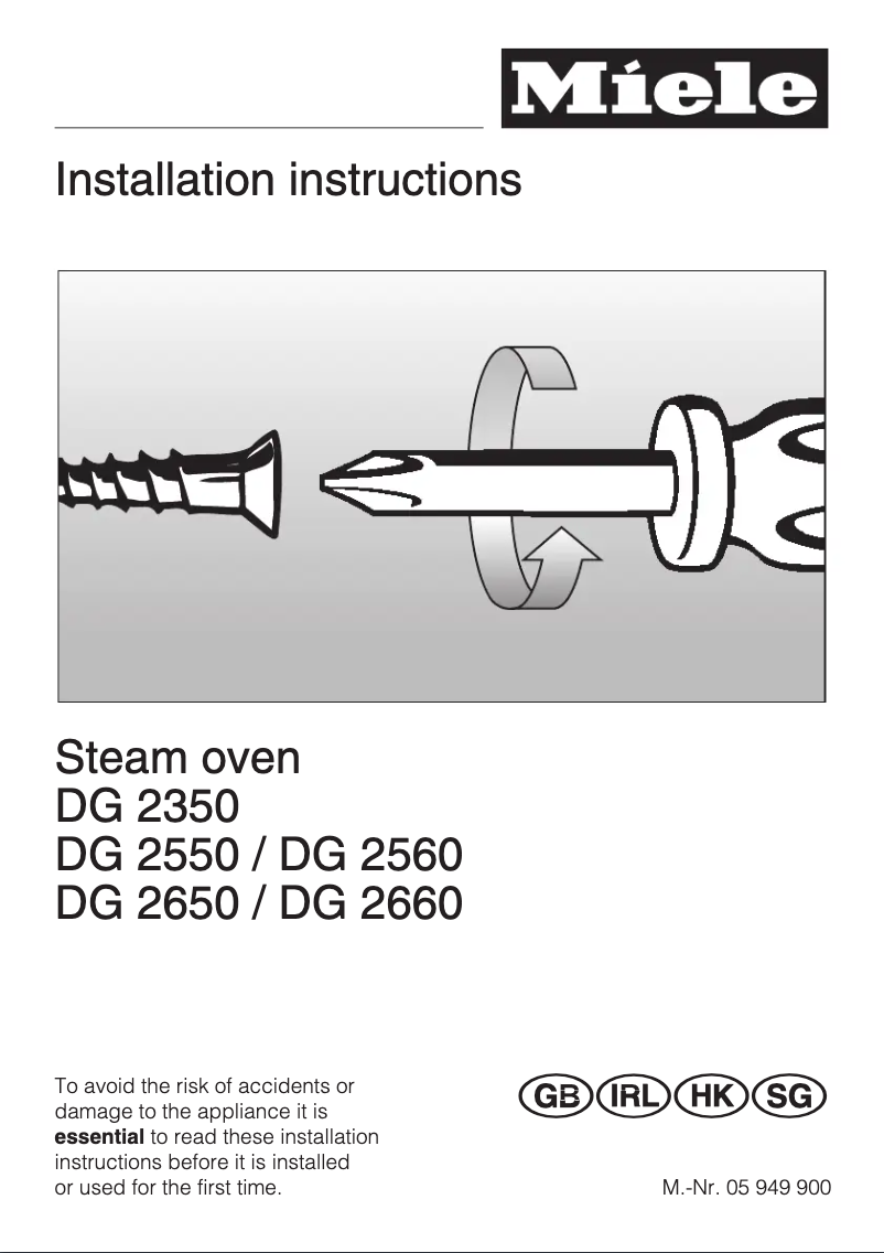 Page n°1 - Manuel utilisateur Miele DG 2660