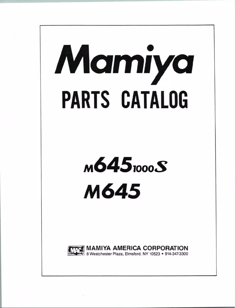 Page n°1 - Instructions / montage Mamiya M645 Super
