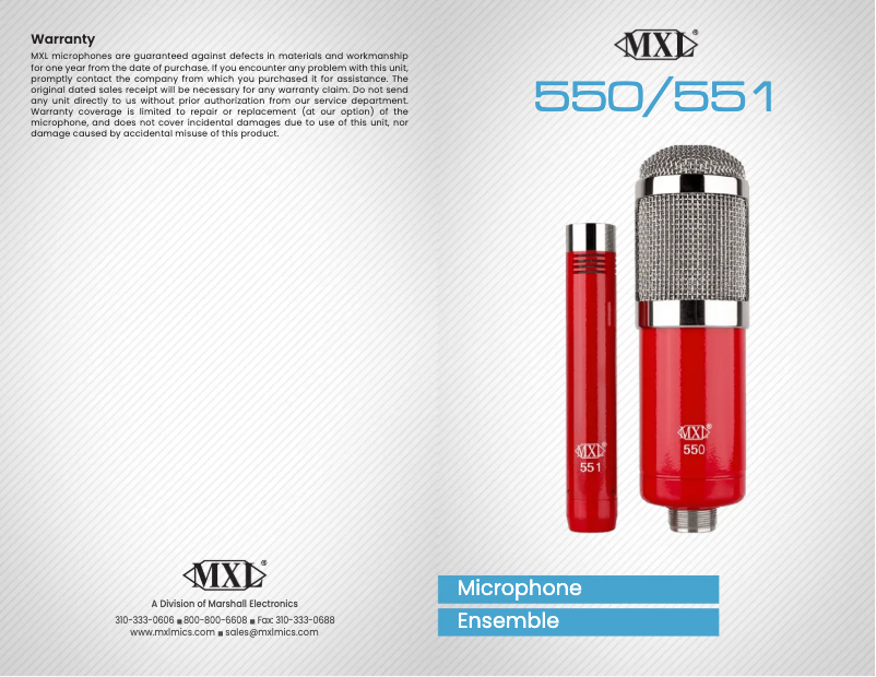Page 1 de la notice Manuel utilisateur MXL 551