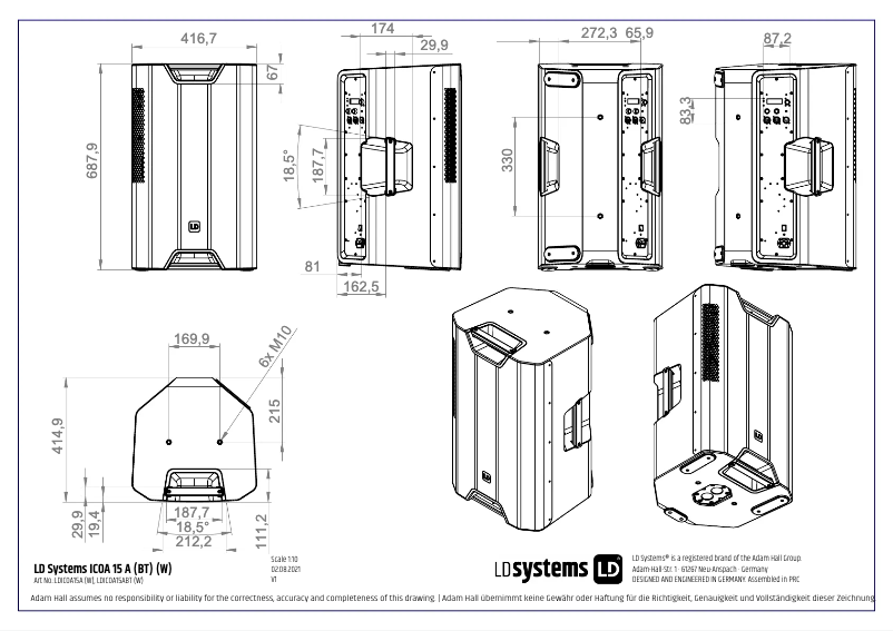 Page n°1 - Fiche technique LD Systems ICOA 15 A BT