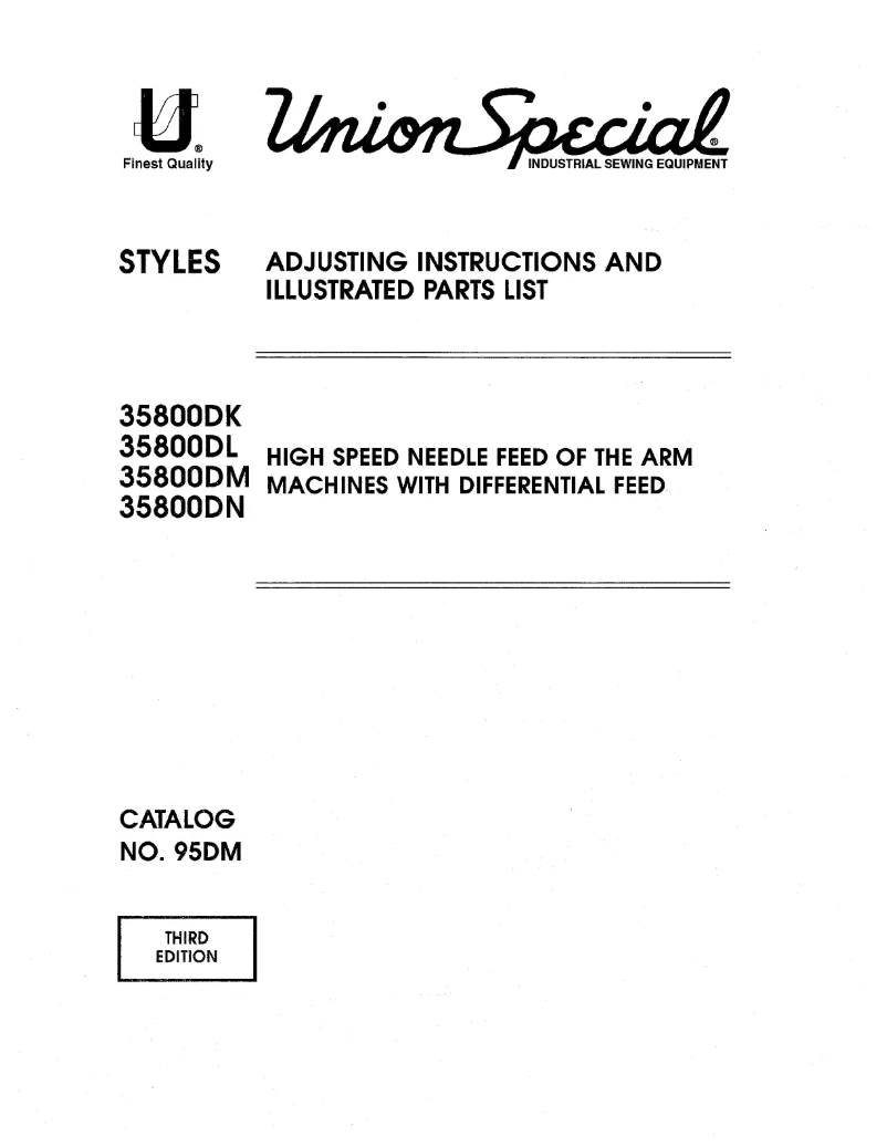 Page n°1 - Manuel utilisateur Union Special 35800DK
