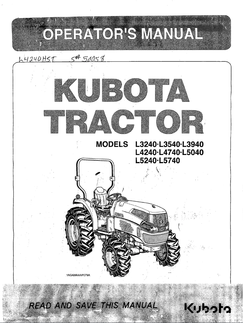 Page 1 de la notice Manuel utilisateur Kubota L5740