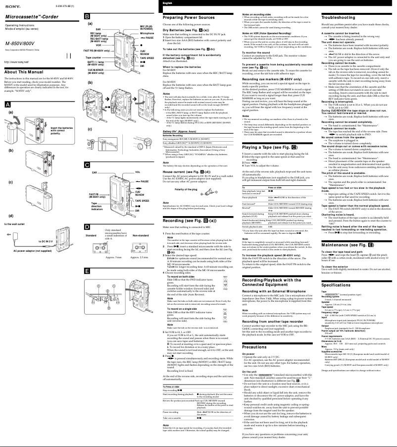 Image de la première page du manuel de l'appareil M-850V