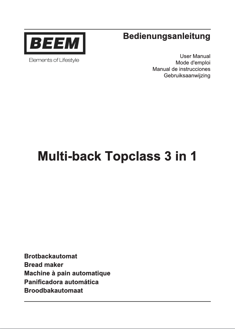 Page 1 de la notice Manuel utilisateur BEEM Multi-Back Top-Class