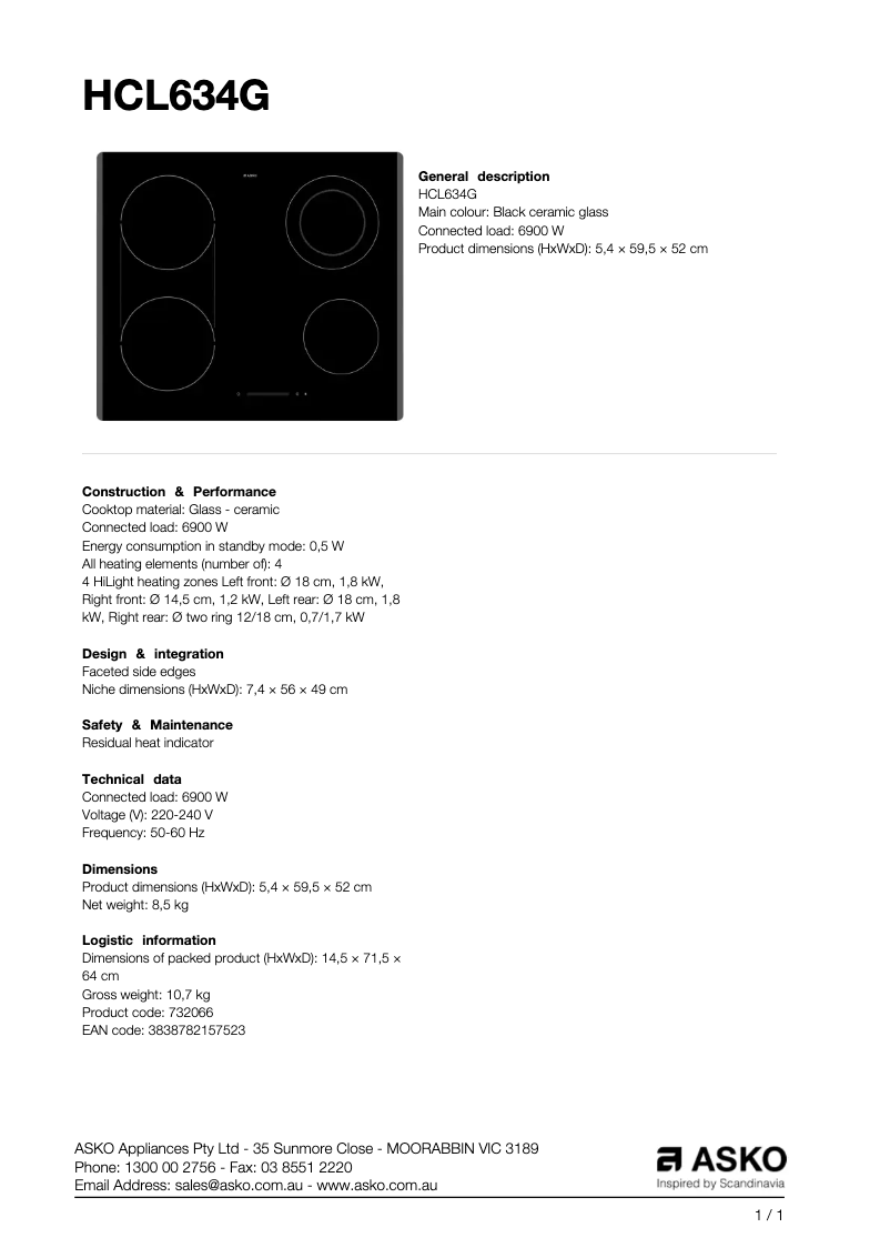 Image de la première page du manuel de l'appareil HCL634G