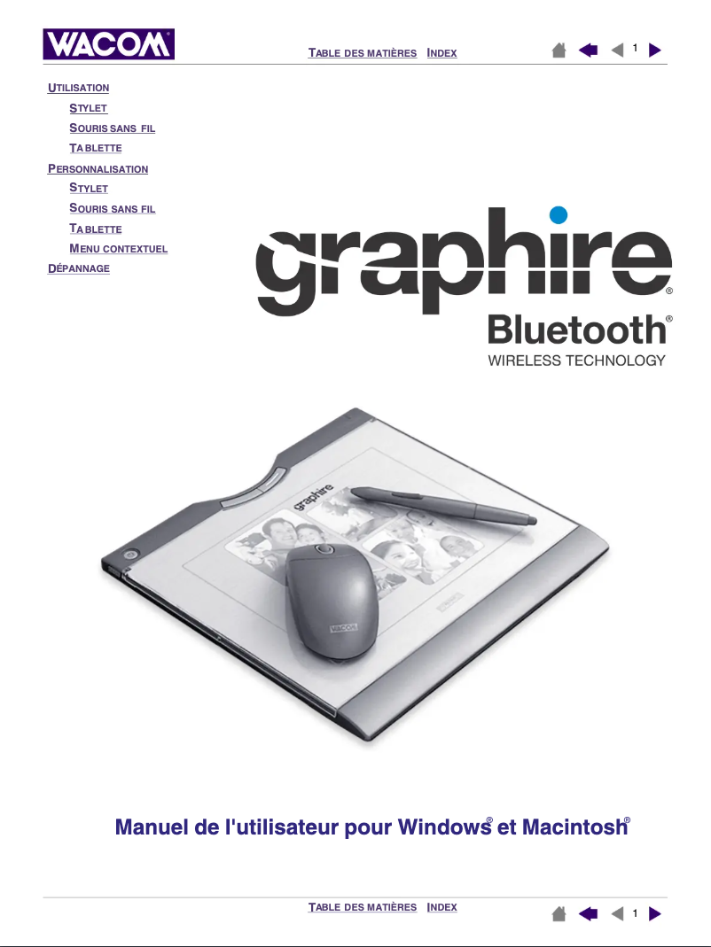Image de la première page du manuel de l'appareil Graphire Bluetooth